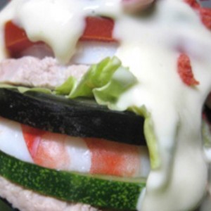 century egg sliced pork salad