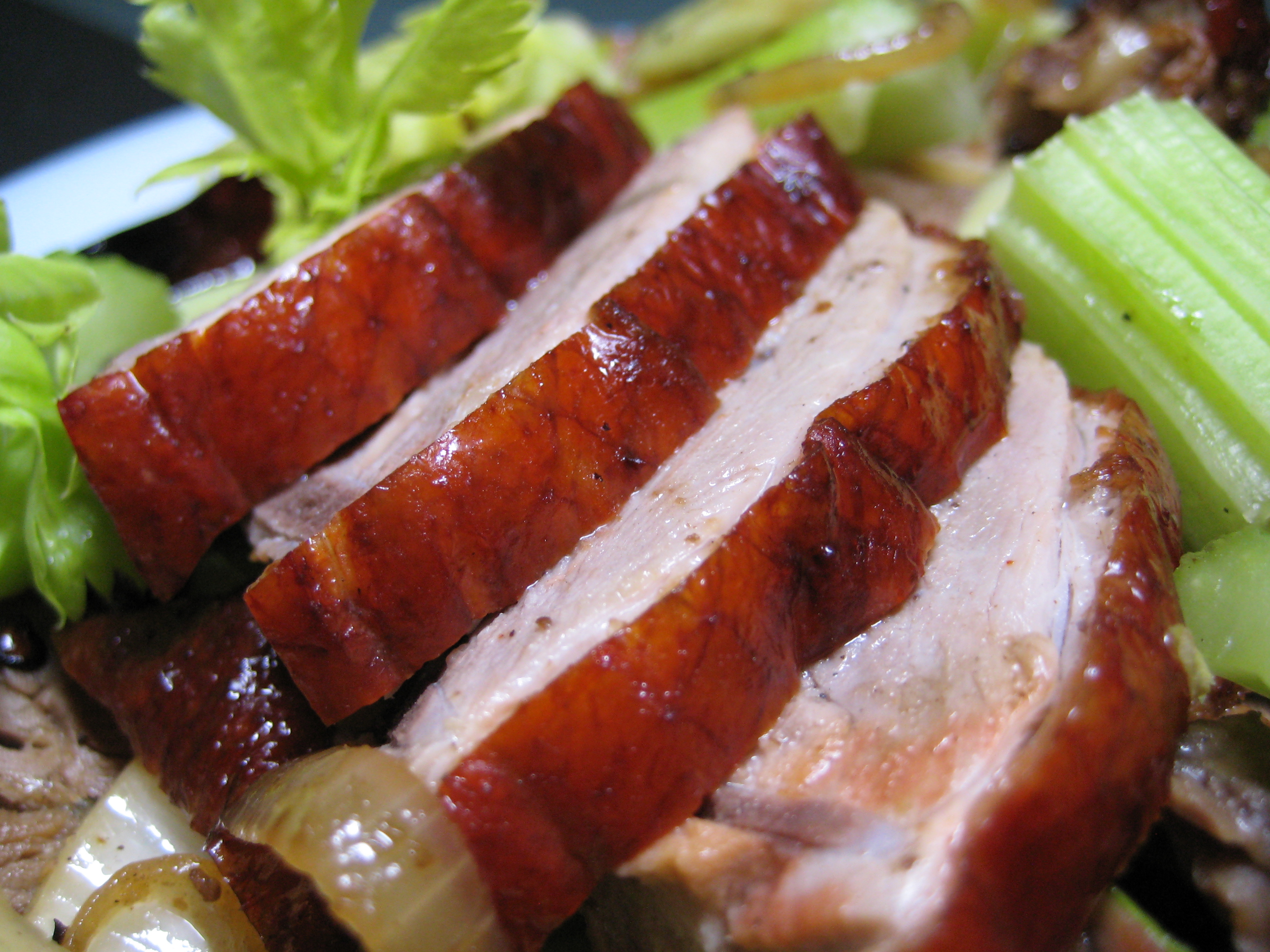 Stir fry roast duck with celery